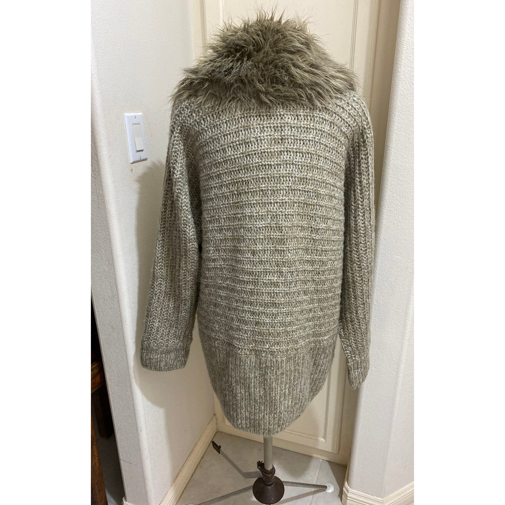 VINTAGE SPIEGEL Sweater coat faux fur detachable collar Size L/XL - Picture 4 of 7